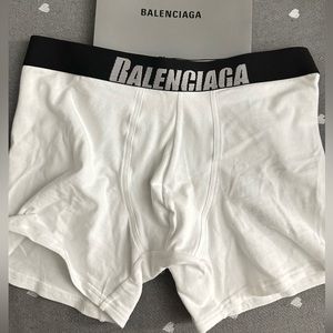 Balenciaga Logo waist stretch boxer brief. White. Size small. New with tags.